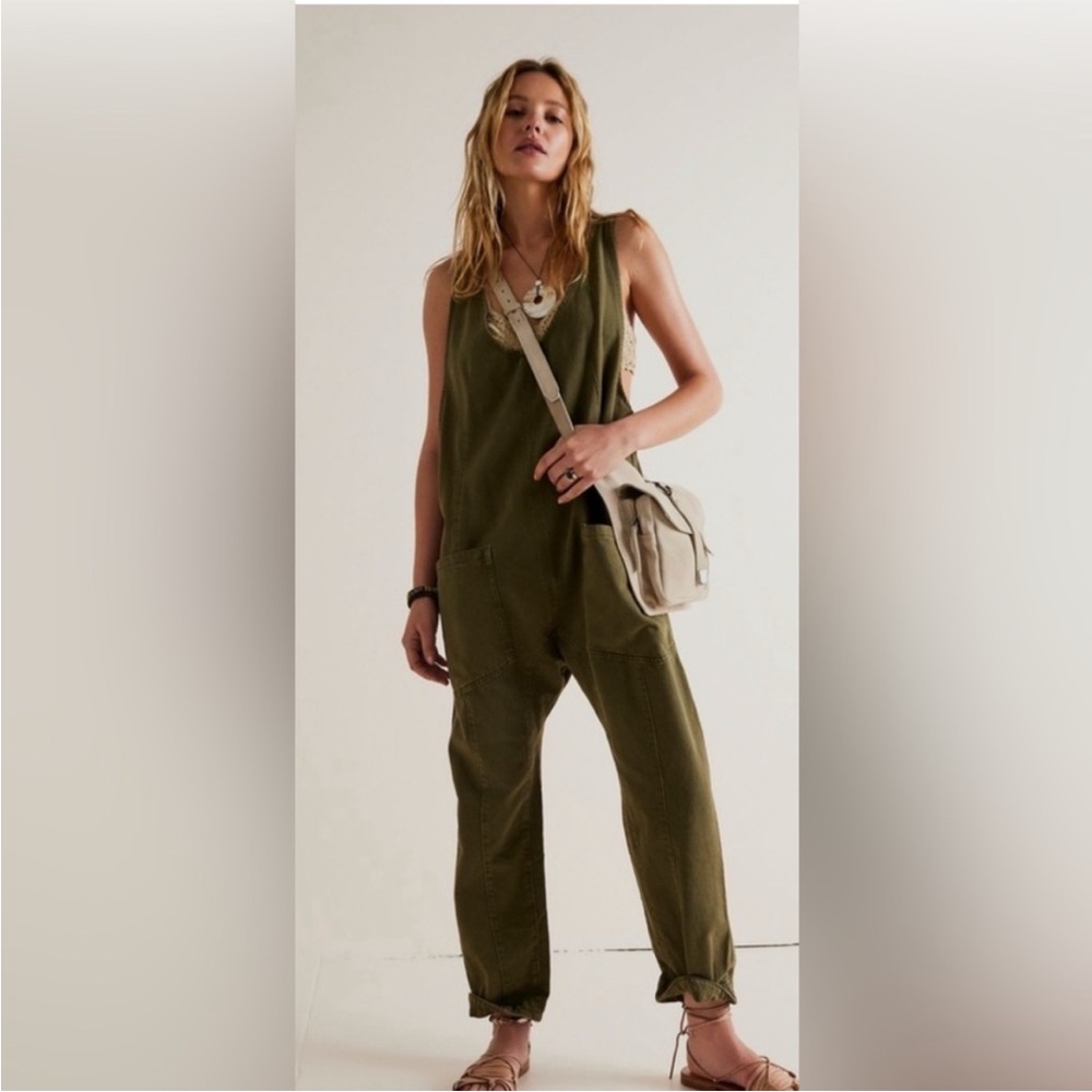 Free People High Roller Jumpsuit, Green, Size XS